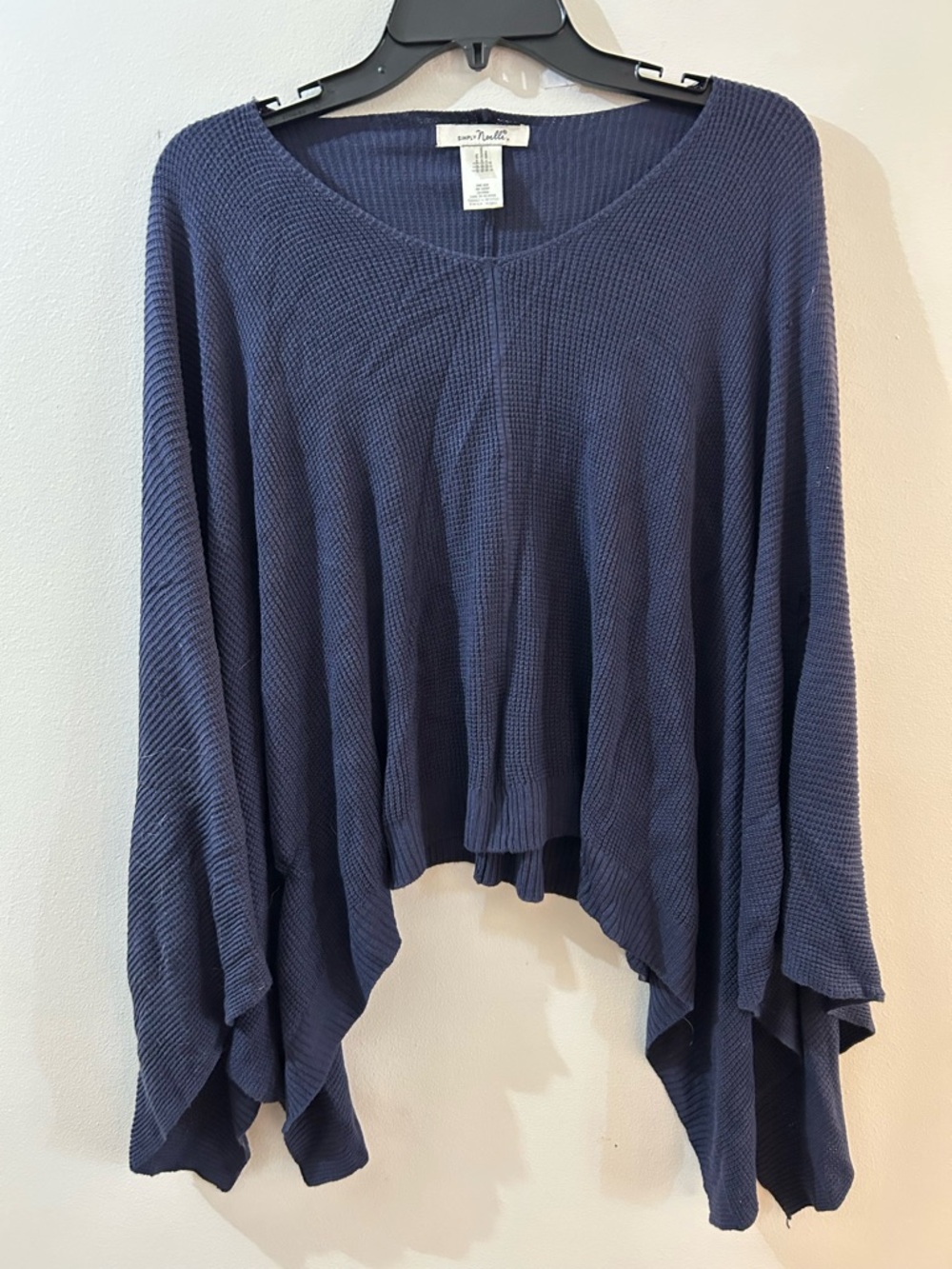 Simply Noelle Dark Blue Navy Knit Sweater Poncho Women’s One Size
